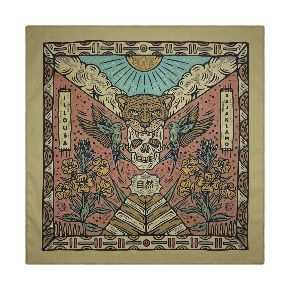 Artistisk Bandana med Leopard och Dödskalle Motiv Beige