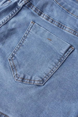 Asymmetrisk shorts kjol i denim