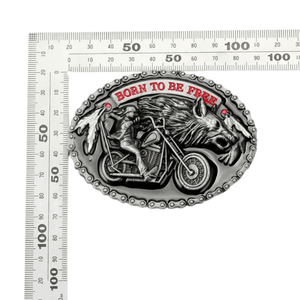 Bältesspänne Born to Be Free western motorcykel Antik silver