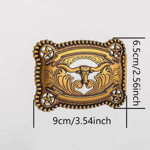 Bältesspänne med tjurhuvud och stjärnor retro western stil