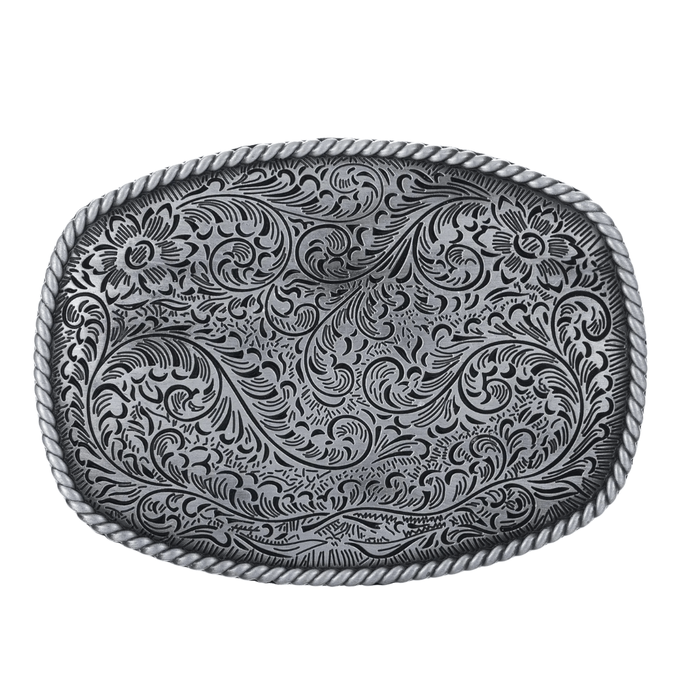 Bältesspänne retro blomma western stil zinklegering Silver