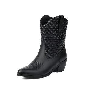 Låga Cowgirl Boots med Quiltat Skaft Svart / 35