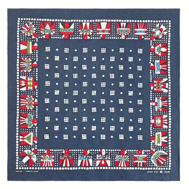 Blå bandana med rödvita motiv 55×55cm / Blå