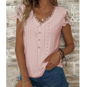 Blus med spets Rosa / S