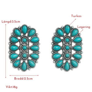 Bohemiska stud-örhängen med turkos Silver med turkos