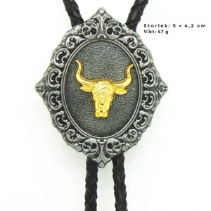 Bolo tie i antiksilver med djurmotiv och snidad ram