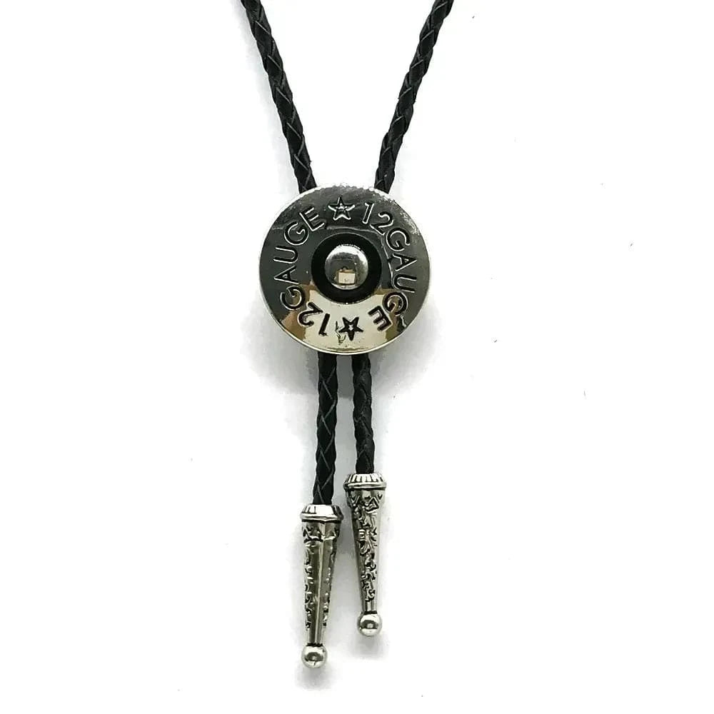 Bolo tie i rund metall med 12 Gauge-design Silver