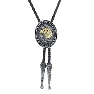 Bolo tie med guldfärgat djurhuvud Silver guld Örnhuvud