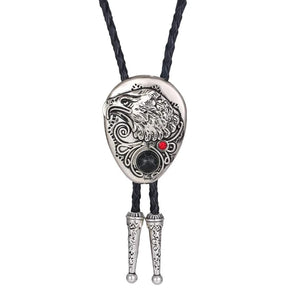 Bolo tie med örn i silver och ädelsten Svart