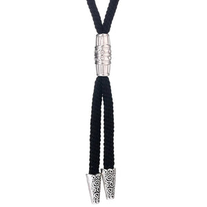 Bolo tie med silverfäste och svart nylonrep Svart silver 1st stil 1