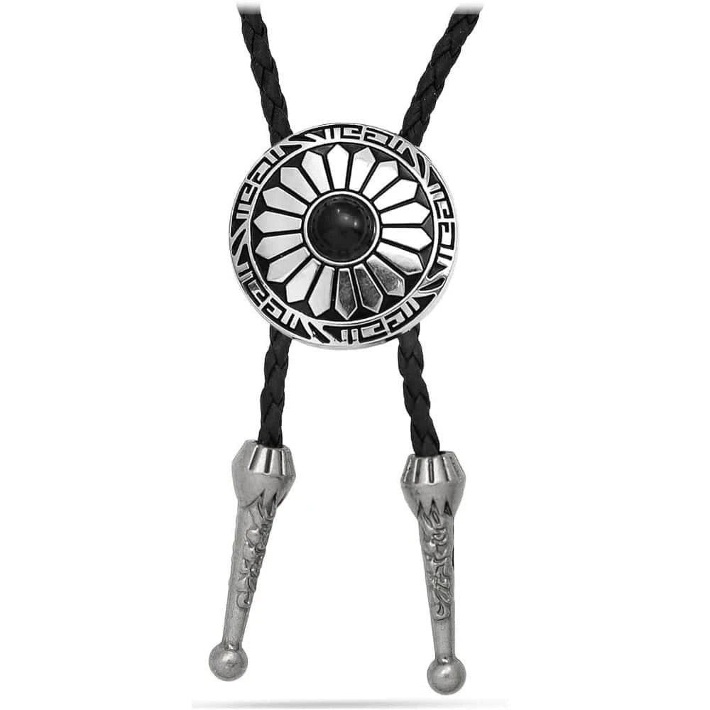 Bolo tie med svart sten och solinspirerat silverhänge Silver