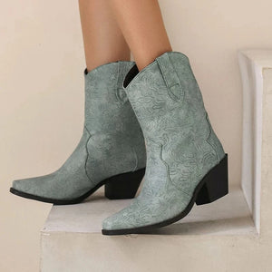 Mönstrade Låga Cowboyboots för Dam