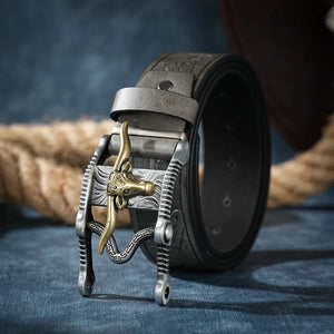 Cowboybälte med longhorn vintagespänne