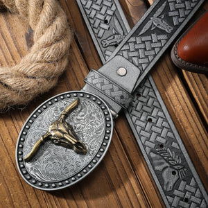 Cowboybälte med Longhornskalle