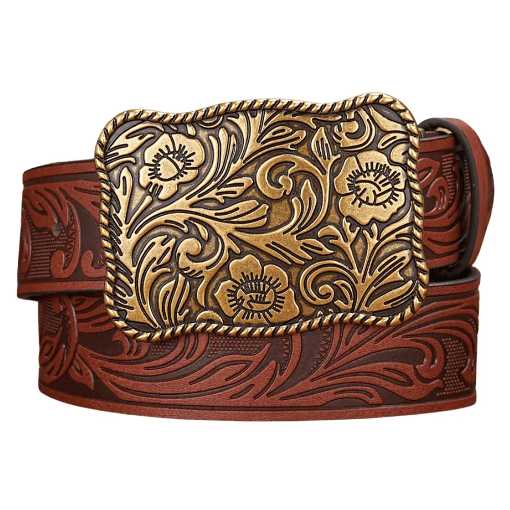 Cowboybälte med rektangulärt spänne Brun / 120cm
