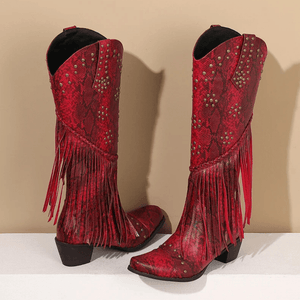 Cowboyboots med Fransar och Präglad Läderlook