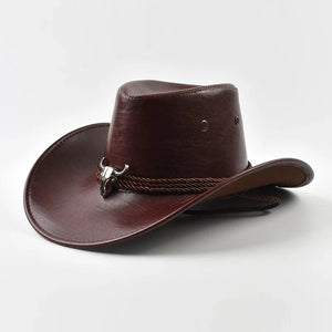 Cowboyhatt Herr med Tjurhuvud Vinröd / One Size