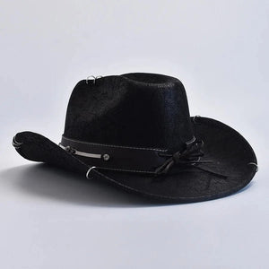 Cowboyhatt i mjuk mockaimitation med stjärndetaljer