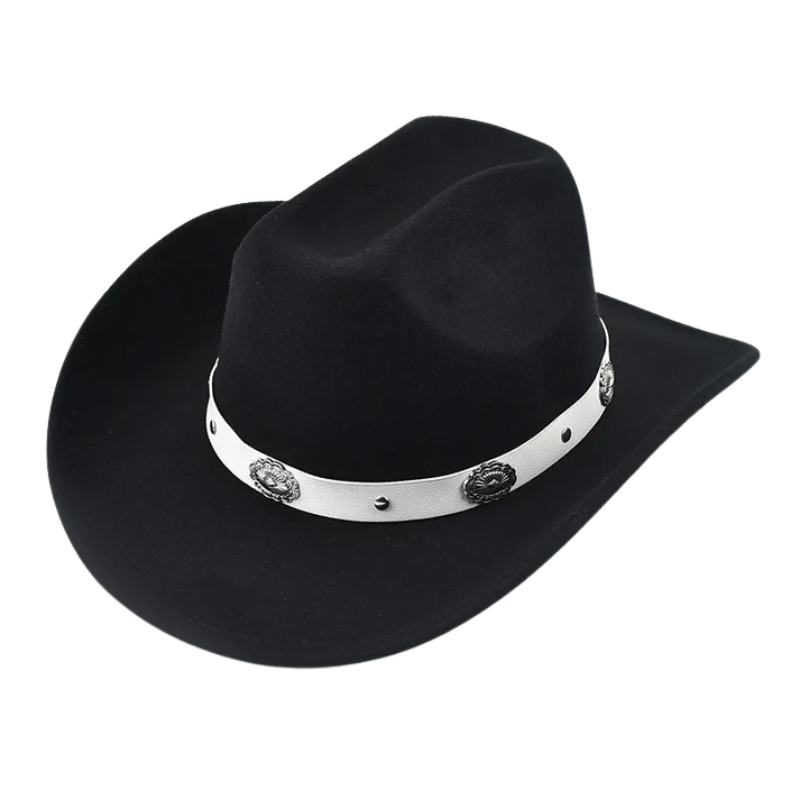 Cowboyhatt med Silverprydnad Svart / Kan justeras