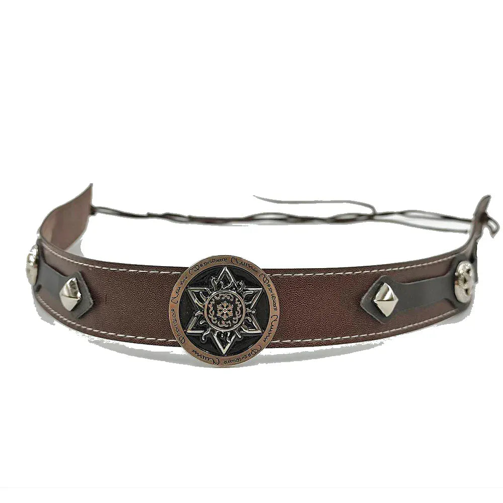 Cowboyhattband med rund metallmedaljong Mörkbrun / 1 pieces
