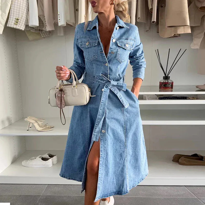 Abito in denim con cintura