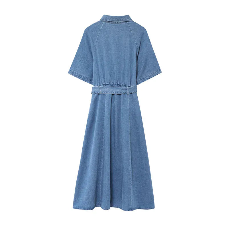 Abito camicia in denim con cintura