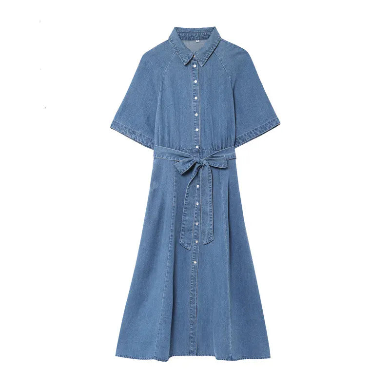 Abito camicia in denim con cintura