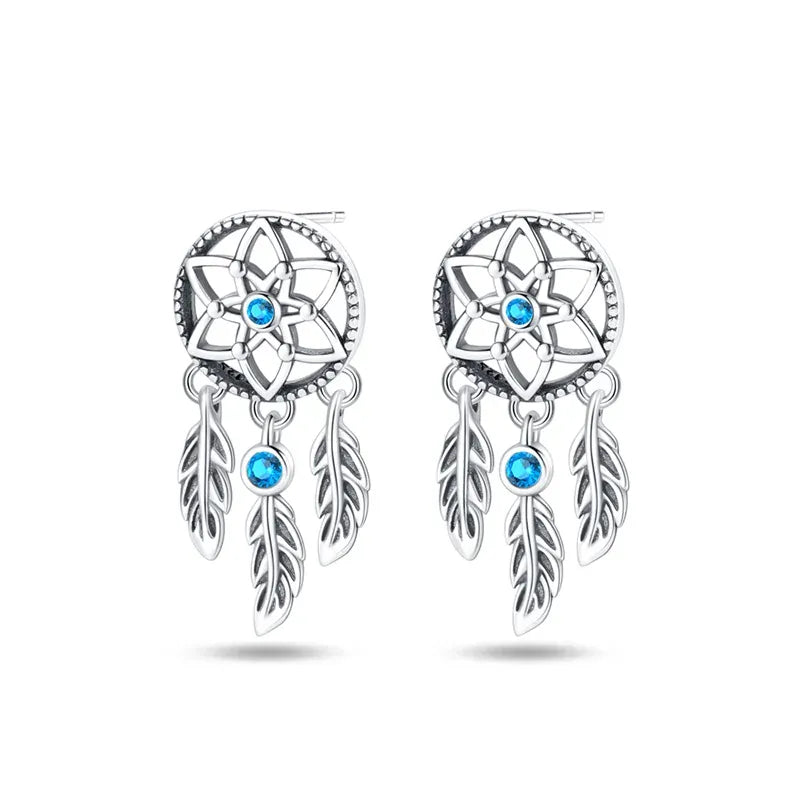 Orecchini acchiappasogni in argento con zircone