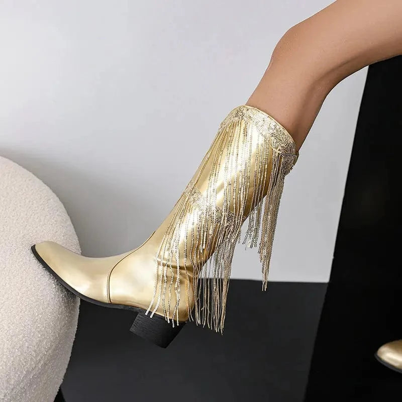 Glamorösa Cowgirl Boots med Fransar