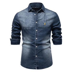 Jeans skjorta herr Marinblå / S