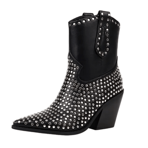 Låga Cowboyboots med Nitar för Dam Svart-Nit / 35