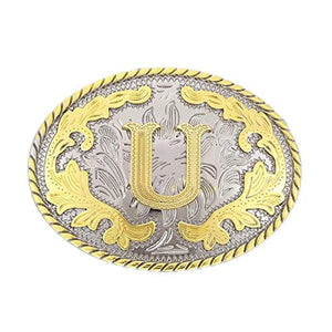 Ovalt westernbältesspänne med initial U