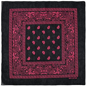 Paisley Svart Bandana Rosa röd / 54cm-54cm