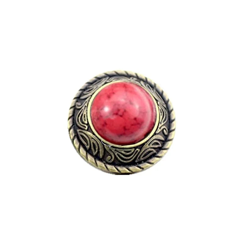 Runt concho i retrodesign med imitationsturkos Gold och röd / 12mm