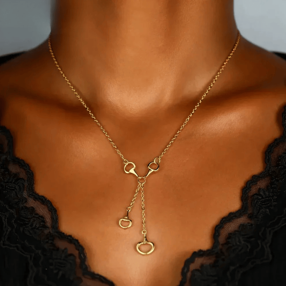 Collana in argento con doppio morso di cavallo