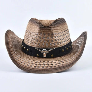 Strå Cowboyhatt Ventilerad Ljusbrun / Kan justeras