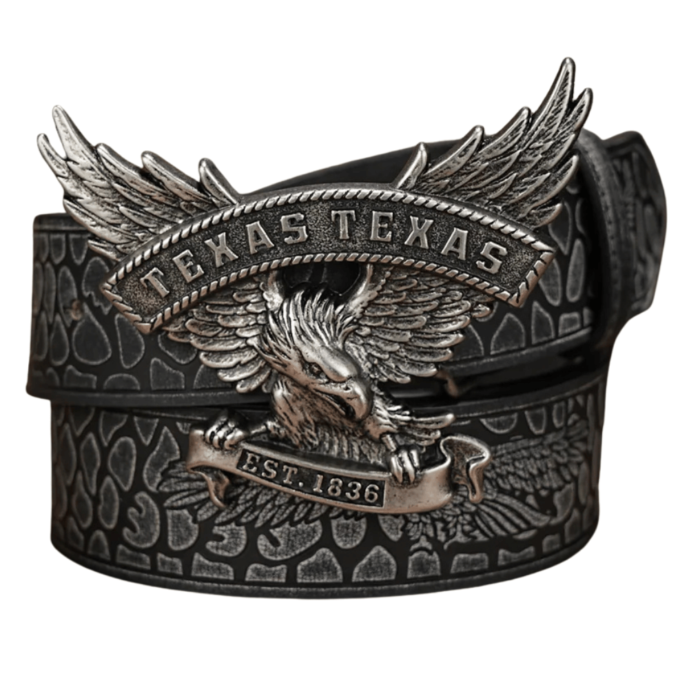 Texas westernbälte med örnspänne Svart / 120cm