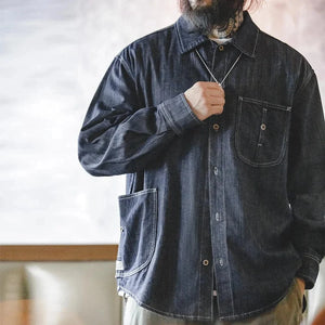 Vintage jeansskjorta herr i workwear-stil Denimblå / S