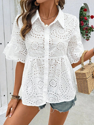 Vit blus broderie anglaise