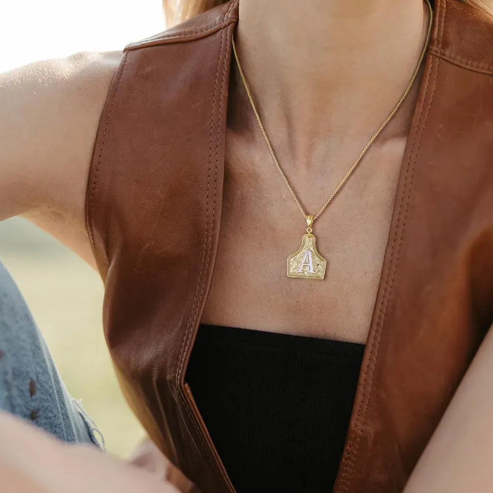 Collana western placcata oro con iniziale