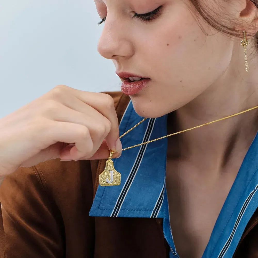 Collana western placcata oro con iniziale
