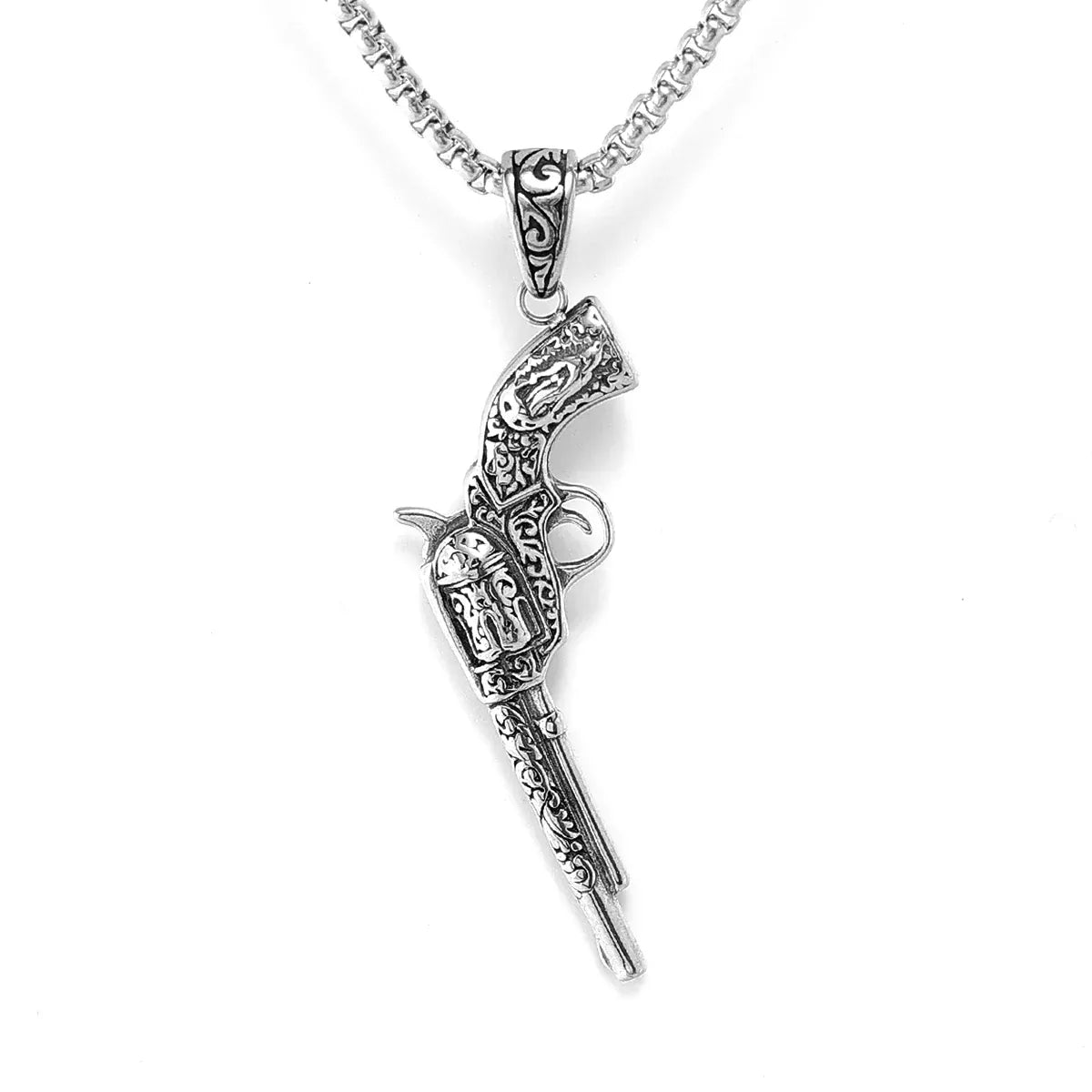 Collana revolver western in acciaio inossidabile