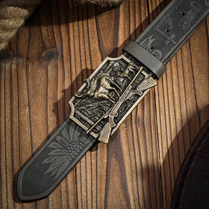 Westernläderbälte med hjortspänne