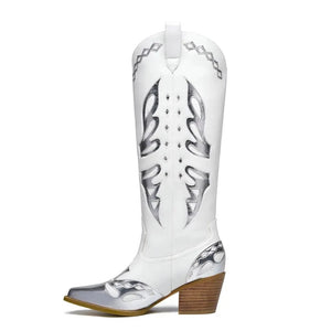 Vita och Silverfärgade Cowgirl Boots