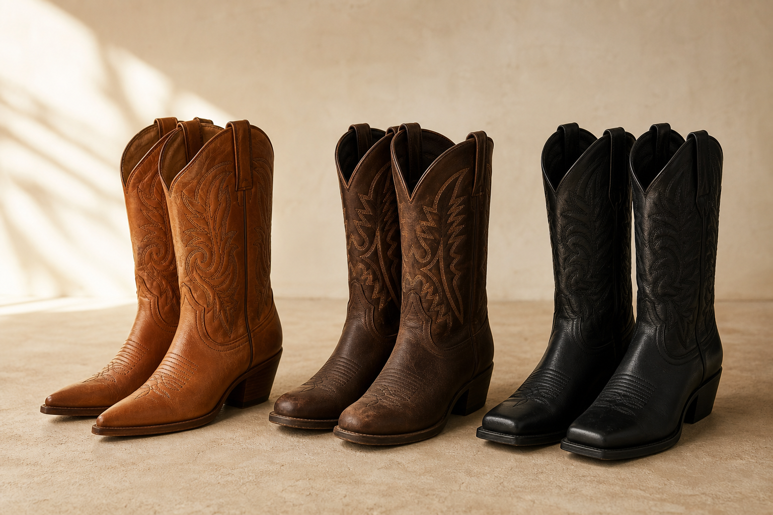 Pointed toe, round toe, square toe : quelle forme de bout de santiag choisir