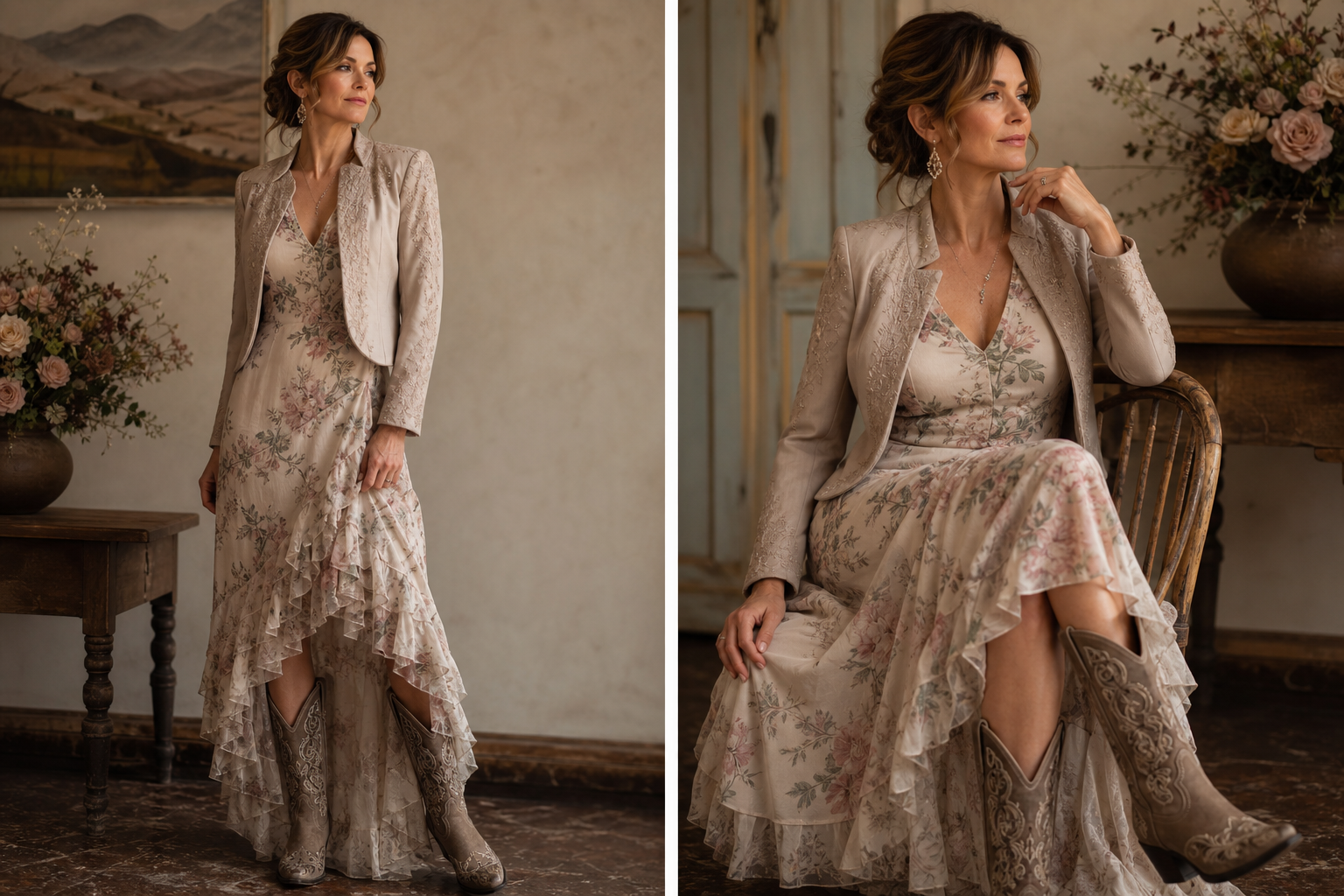 Mère de la mariée en western : élégance et cowboy boots
