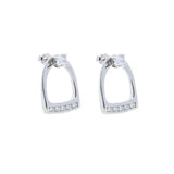 100% 925 Sterling Silver Bling Equestrian Horse Jewelry Micro Pave CZ Snaffle Bit 2025 New Charm Earring ME06 silver
