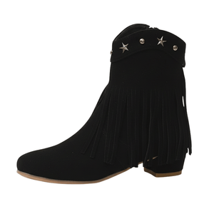 Ankelboots i Mocka med Fransar Svart / 35