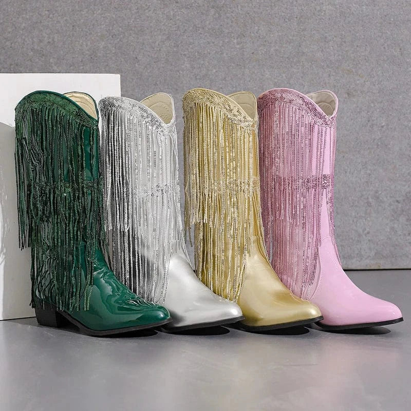 Glamorösa Cowgirl Boots med Fransar