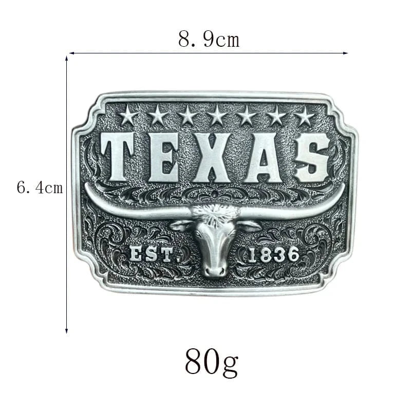 Bältespänne Texas med tjurskalle och stjärnor